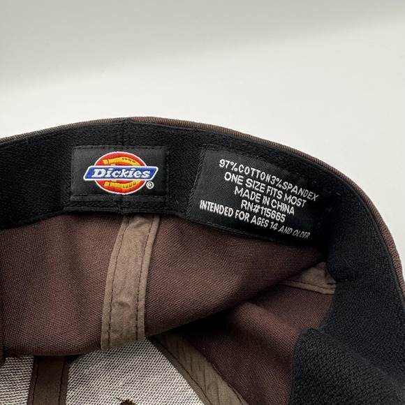 Dickies Hat Cap Fitted Mens One Size Brown Twill Baseball Workwear Stretch Fit - Picture 9 of 10